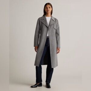 NWT Quince Heathered Grey Double-Faced Merino Wool Trench Coat Sz medium